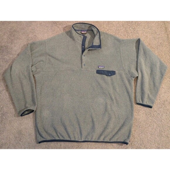 Patagonia Lightweight Synchilla Snap-T Nickle Gray Navy Pullover STY 25580 Men's - Picture 1 of 8